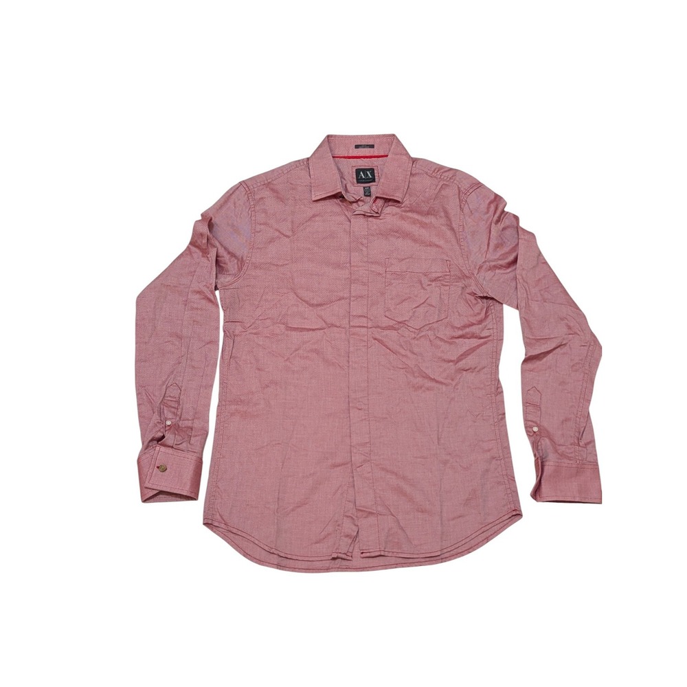 Armani Exchange Slim Fit Button Up Dress Shirt Men L Red‎ Long Sleeve